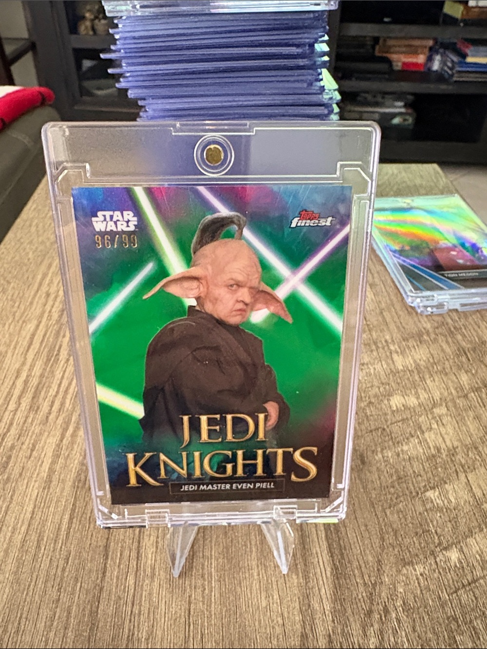 Topps Star Wars Card with Pink and Purple Holographic Background
